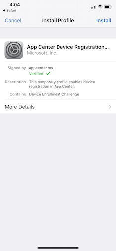 Configuratieprofiel weergave