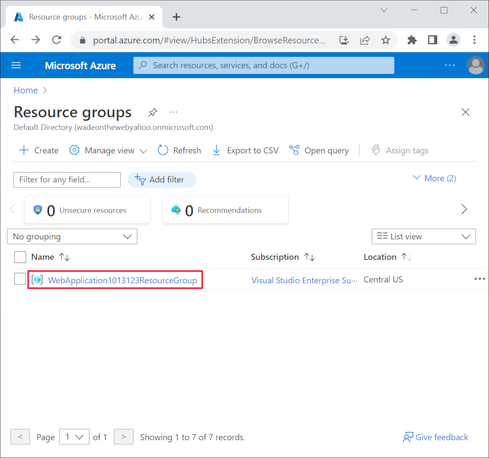 Azure Portal: Resourcegroepen in zijbalkmenu