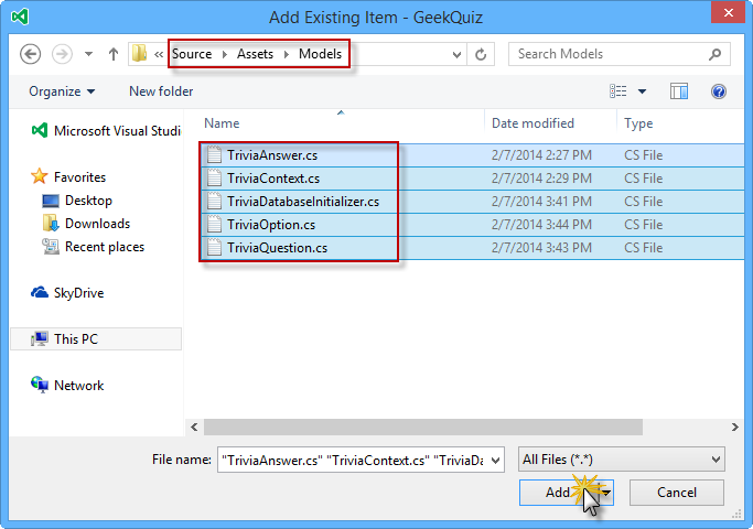 Adding the model assets Adding the model assets