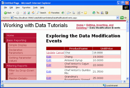Met de interface kunt u alleen de naam en prijs van het product bewerken