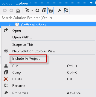 Include the CoffeeMinify.cs file in the project Include the CoffeeMinify.cs file in the project