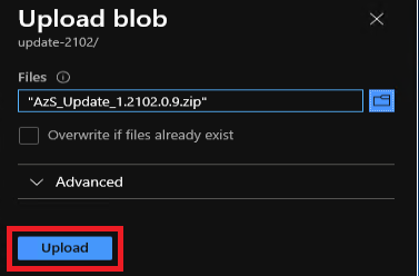 Azure Stack Hub-update - blob uploaden