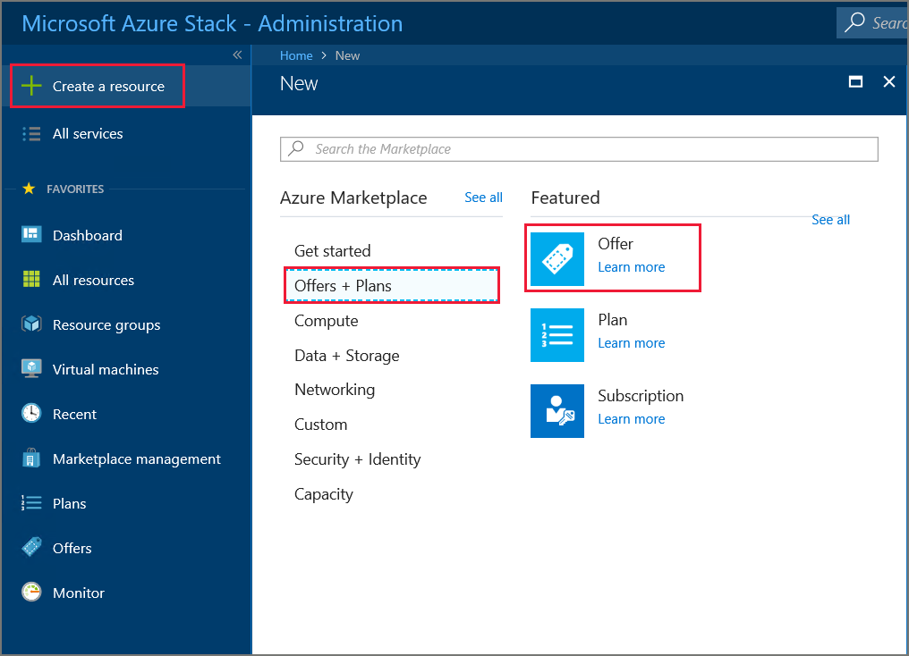 Nieuwe aanbieding in azure Stack Hub-beheerportal