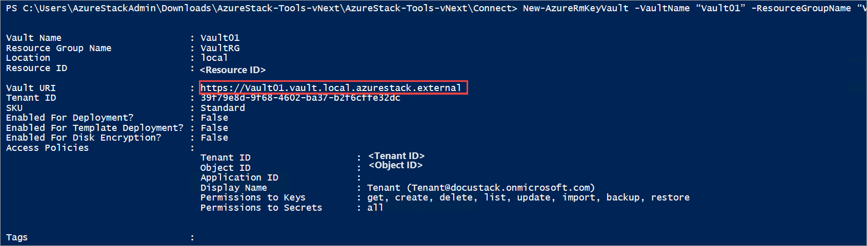 Nieuwe sleutelkluis gegenereerd in PowerShell