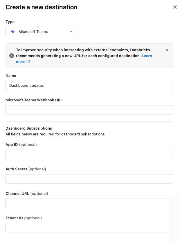 Maak een nieuwe teamsbestemming.