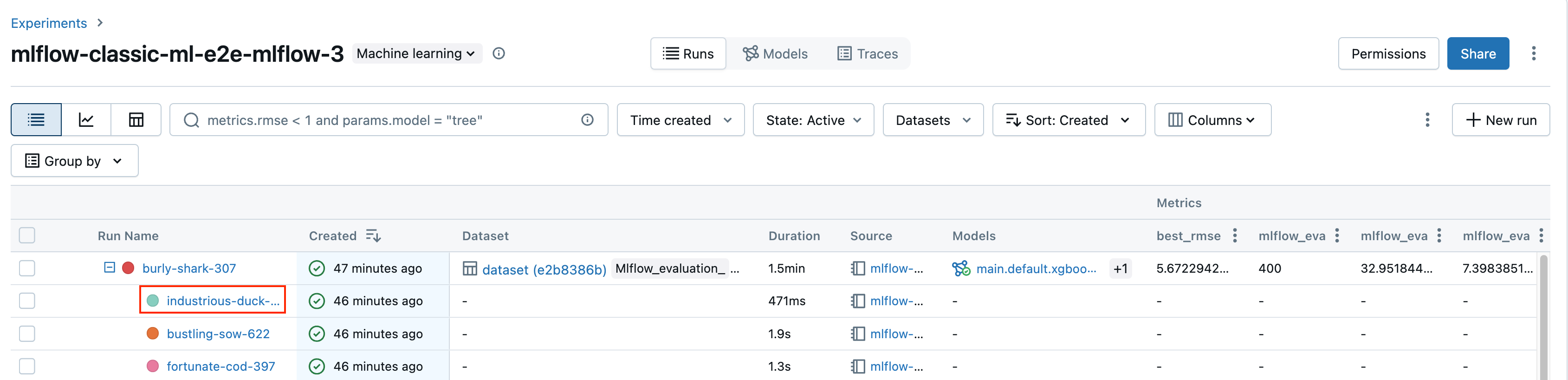 Experimentuitvoering openen vanaf de pagina met experimentdetails.