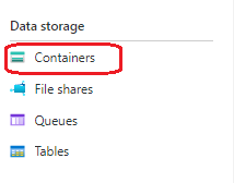 Schermopname van het menu Gegevensopslag in Azure Portal.