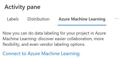 Een schermopname van de azure Machine Learning-verbindingsknop in Language Studio.