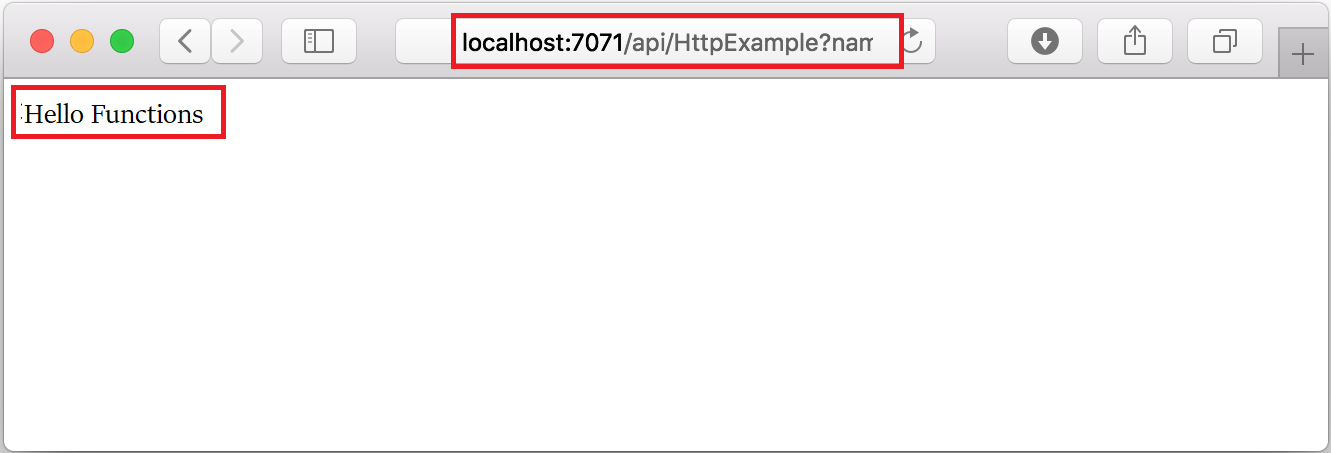 Browser - voorbeelduitvoer van localhost