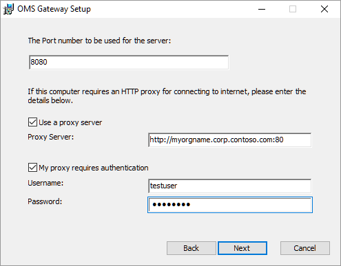 Schermopname van de configuratie voor de gatewayproxy