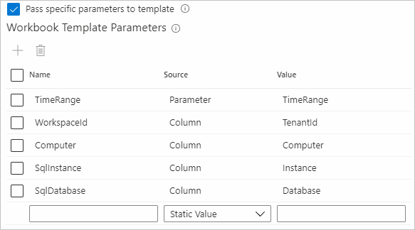 Schermopname van de instellingen voor parameters voor werkmapsjablonen.