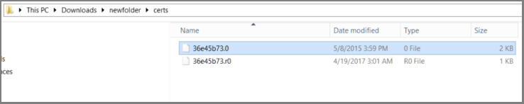 Schermopname van het extraheren van gedownloade certificaten.