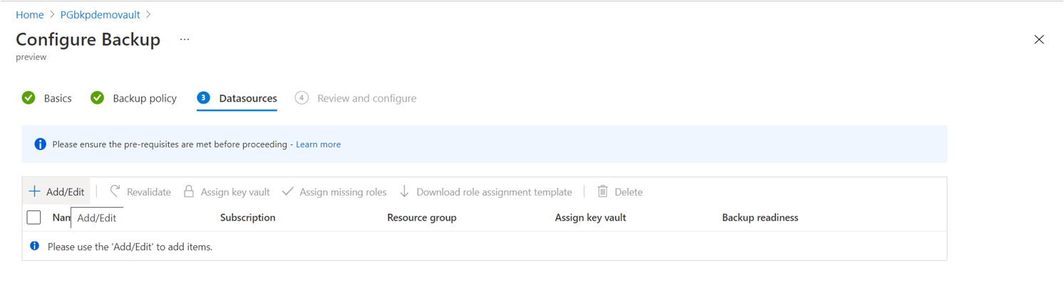 Screenshot showing the option to select an Azure PostgreSQL database.
