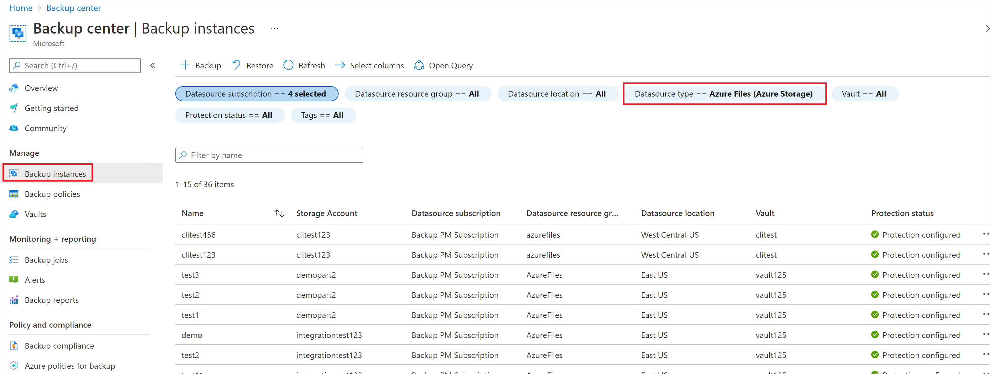 Schermopname van het selecteren van Azure Files als het gegevenstype.