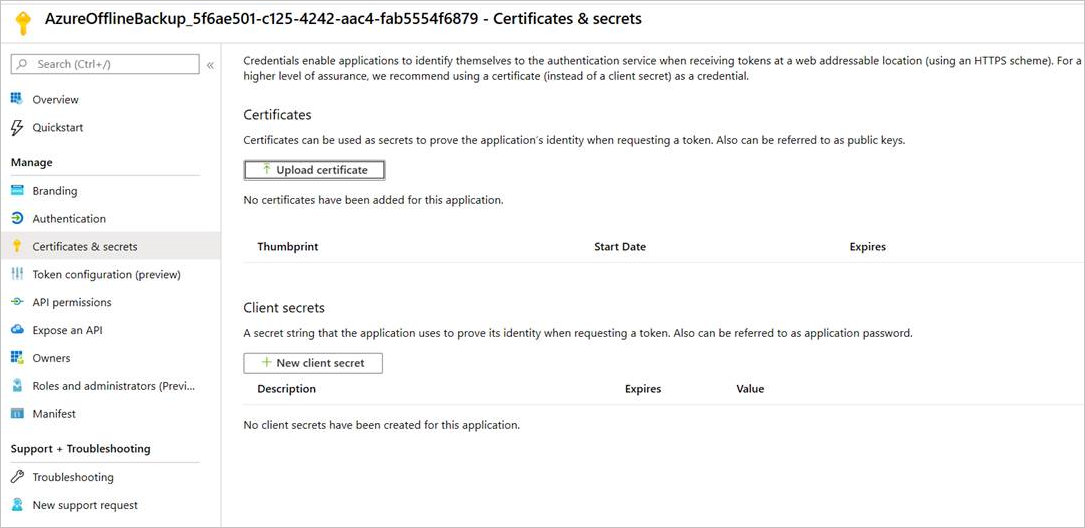 Schermopname van het uploaden van het certificaat.
