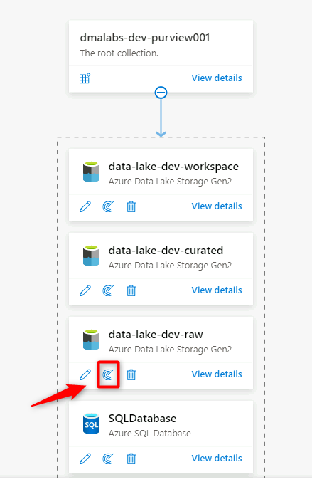 Screenshot that shows how to set up a new Data Lake Storage Gen2 scan.