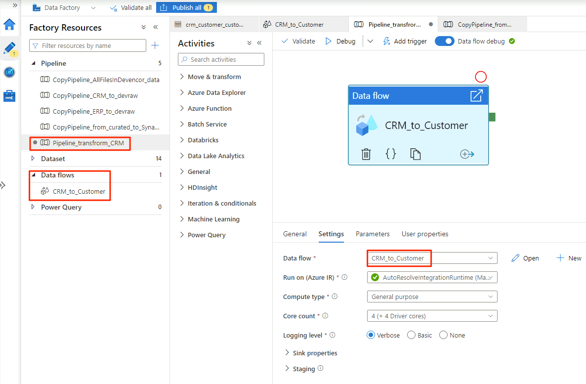 Screenshot that shows the pipeline transform CRM.