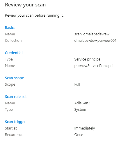 Screenshot that shows reviewing your scan before you save and run it.
