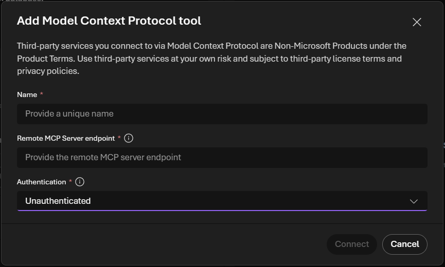 Schermopname van het toevoegen van een hulpprogramma in Microsoft AI Foundry.