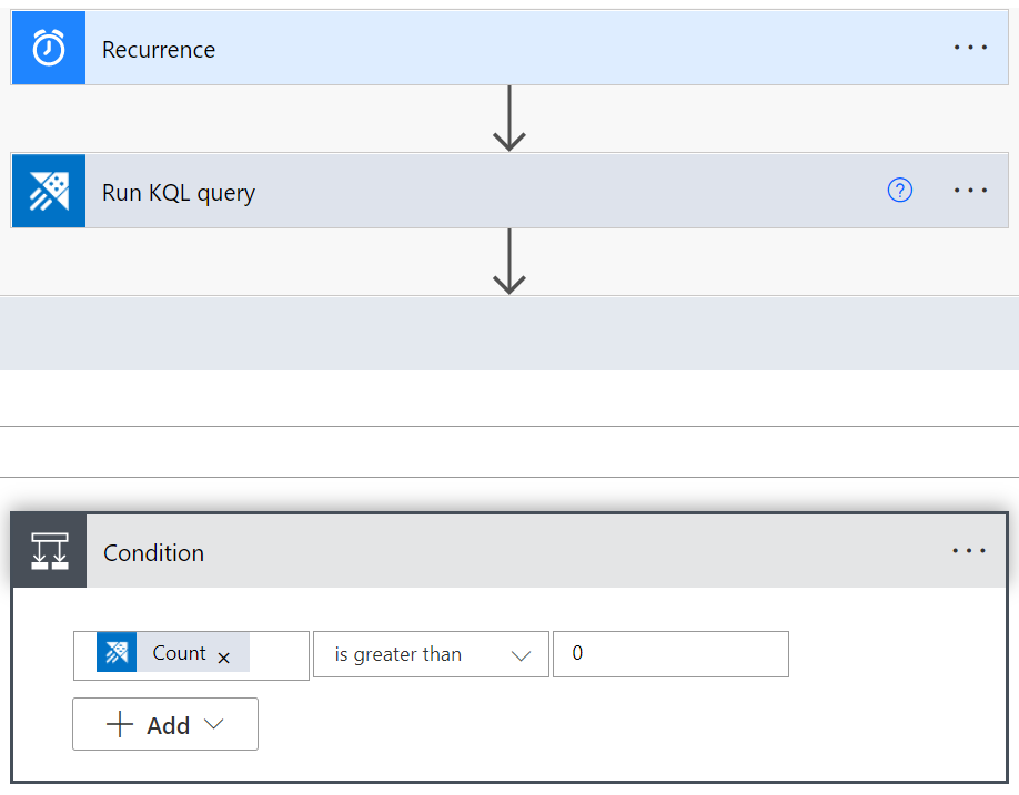 Schermopname van de Azure Data Explorer-connector met de actie KQL-query uitvoeren.
