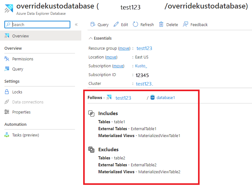 Schermopname van de overzichtspagina van databases met een lijst met volgclusters.