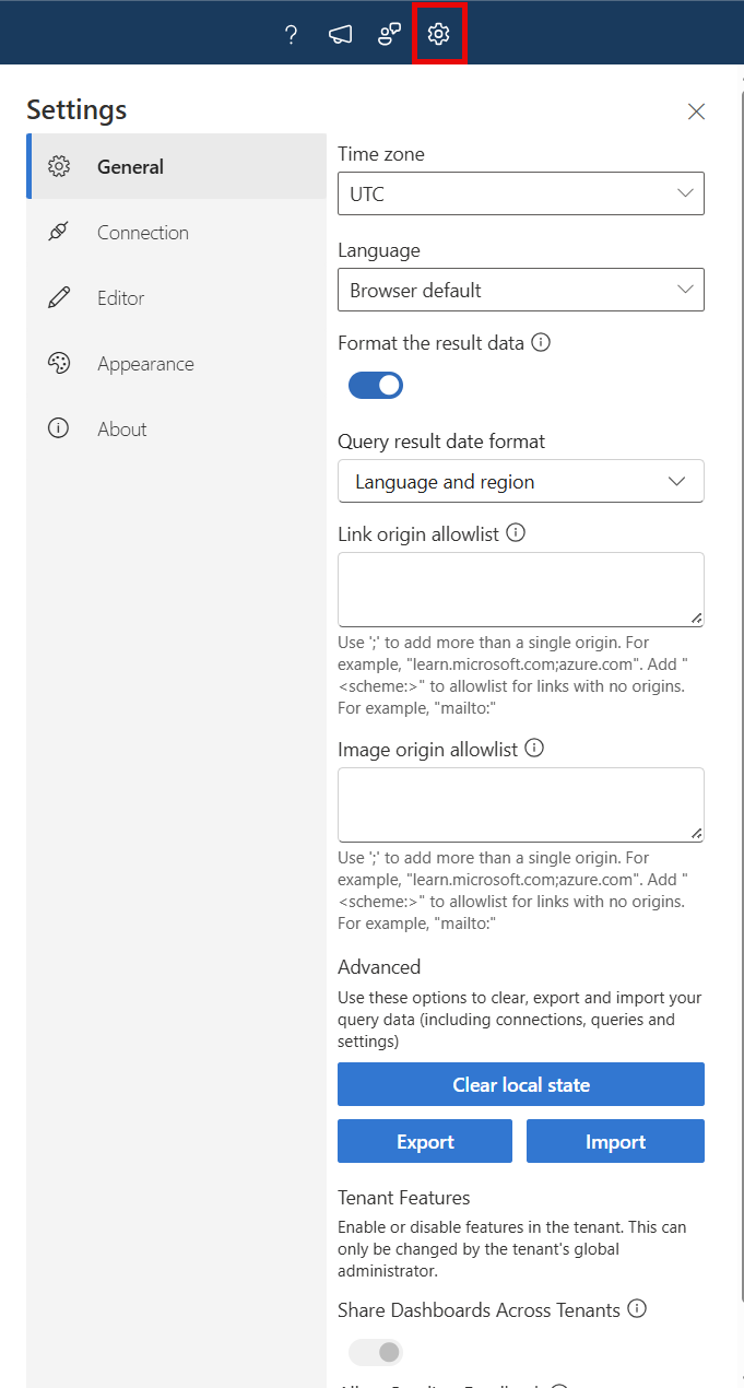 Schermopname van het venster Instellingen en het instellingenpictogram gemarkeerd.