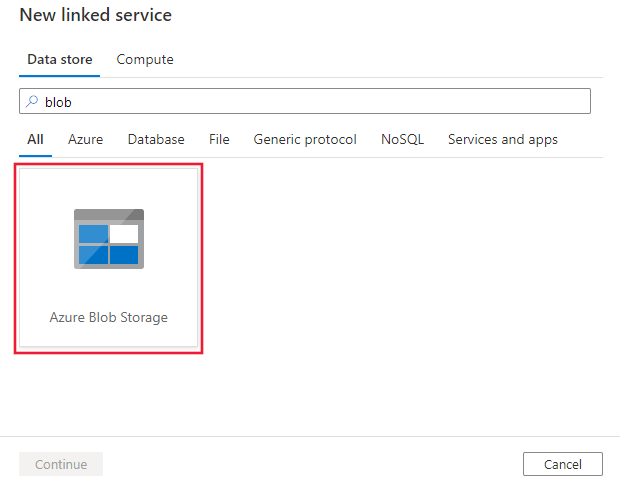 Azure Blob Storage-connector selecteren.