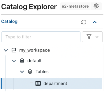 Catalog Explorer gebruiken om een tabel in werkruimtecatalogus te vinden