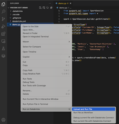 Bestand uploaden en uitvoeren vanuit het contextmenu