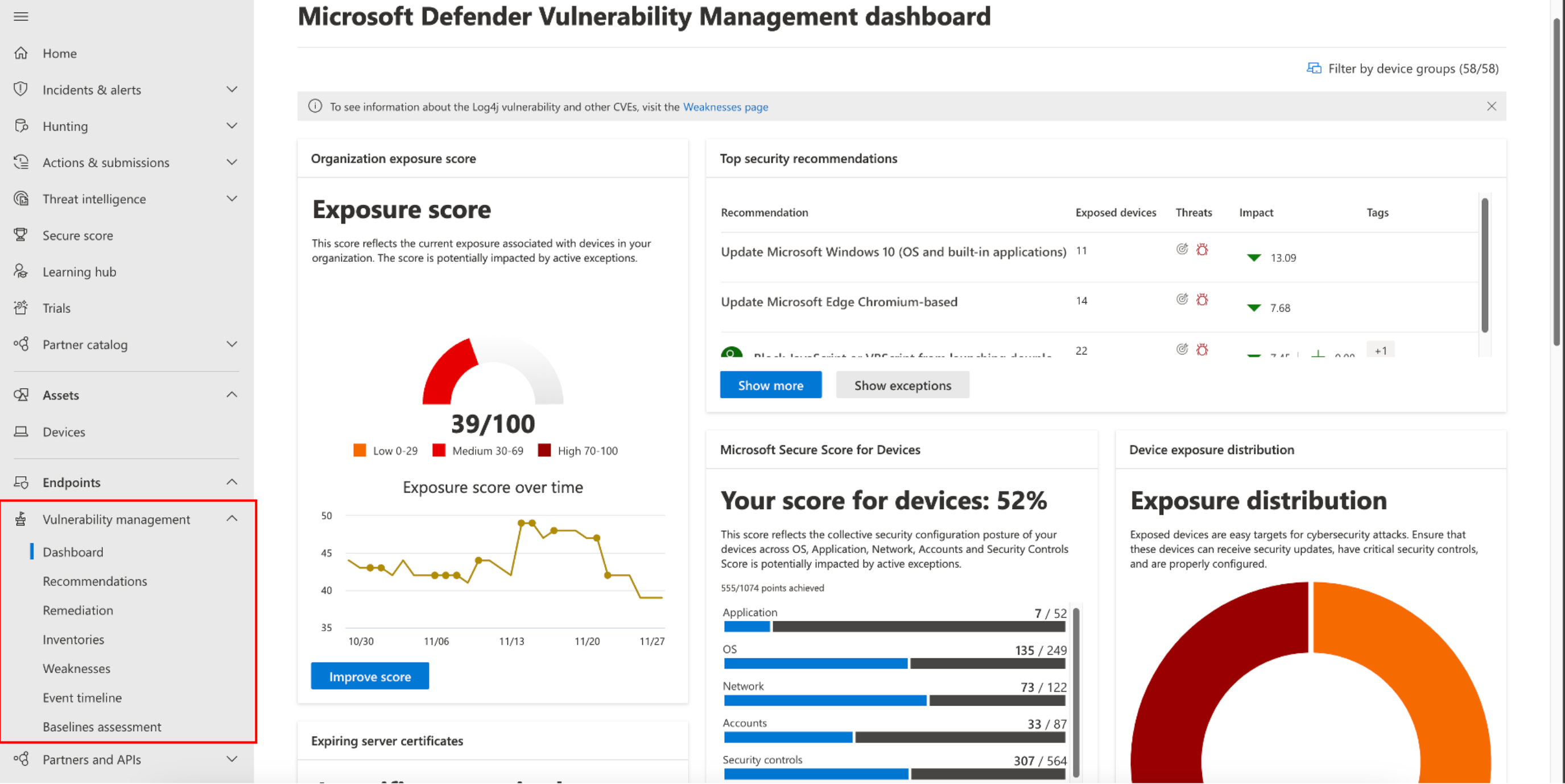 Screenshot of the MDVM dashboard.