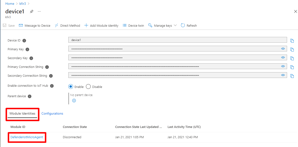 Selecteer het tabblad Module-identiteiten.