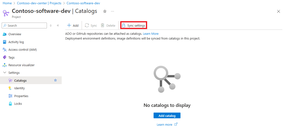 Schermopname van het deelvenster Catalogs met machtigingen voor catalogusitems gemarkeerd.