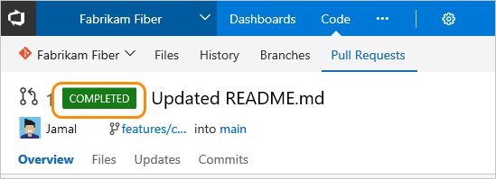 Pull-aanvraag, voltooide melding