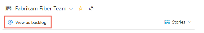 Schermopname die Backlogweergave toont in een on-premises versie.