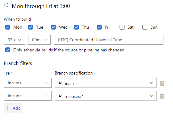 Geplande triggerfrequentie 1, Azure Pipelines en Azure DevOps 2019 Server.