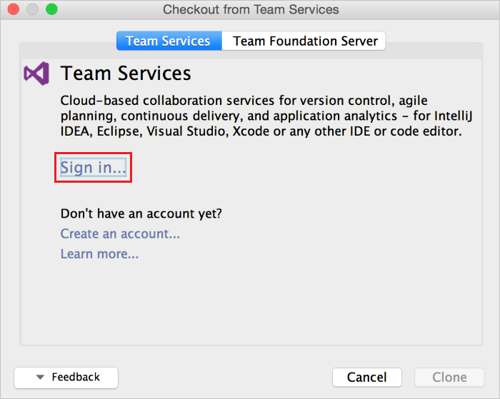Aanmelden bij Azure DevOps Services