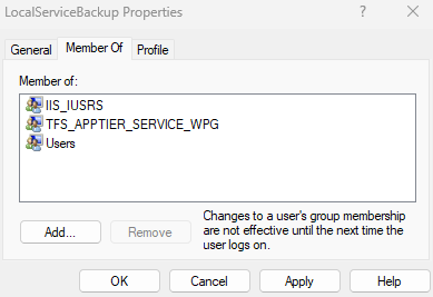 Schermopname toont nieuwe lidmaatschappen van gebruikersgroepen.