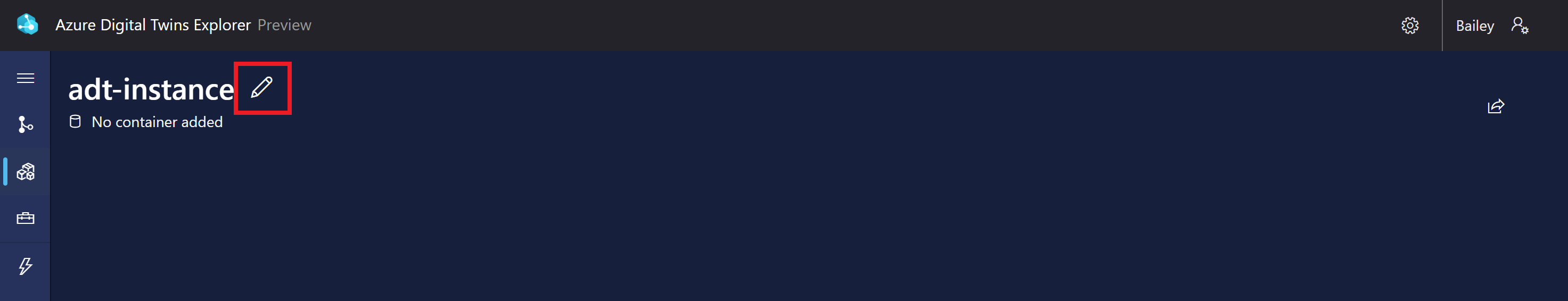 Schermopname van 3D Scenes Studio waarin het pictogram voor de bewerkingsomgeving wordt gemarkeerd, die lijkt op een potlood.