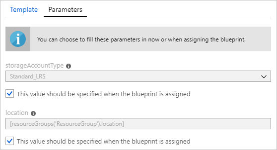 Schermopname van de opties voor het artefact Resource Manager-sjabloon voor het toevoegen aan een definitie van de blauwdruk.