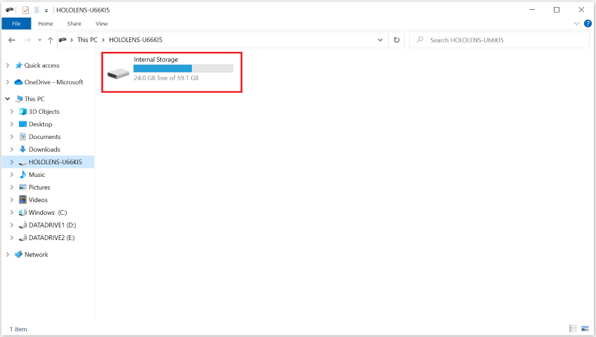 open HoloLens internal storage