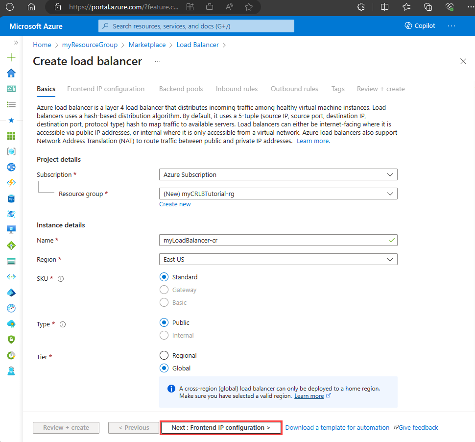 Create a cross-region load balancer