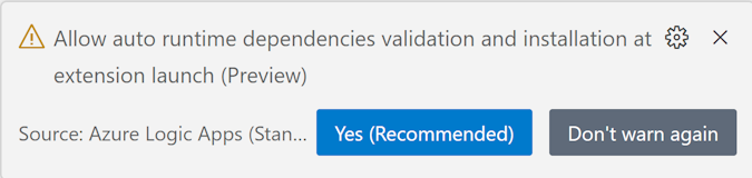 Schermopname toont de prompt om afhankelijkheden automatisch te installeren.