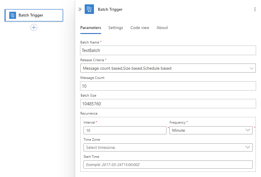 Details van Batch-trigger opgeven