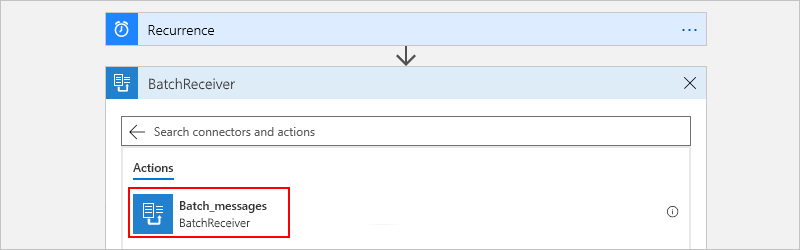 Selecteer deze actie: 'Batch_messages - <your-logic-app>'