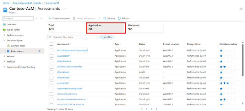 Schermopname van de lijst met evaluaties.