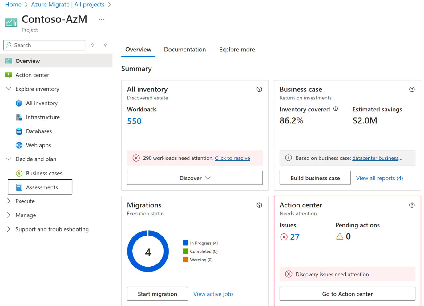 Schermopname van de pagina Overzicht.