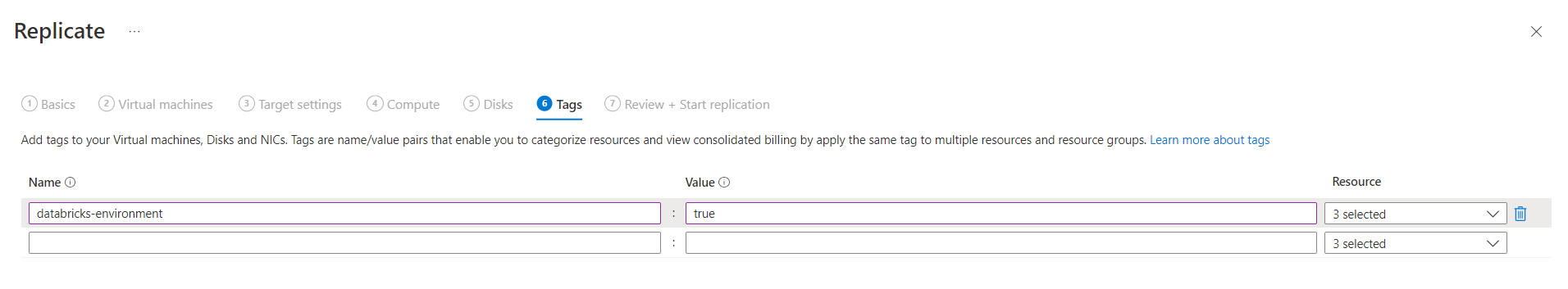 Schermopname van het tabblad Tags in het dialoogvenster Repliceren.