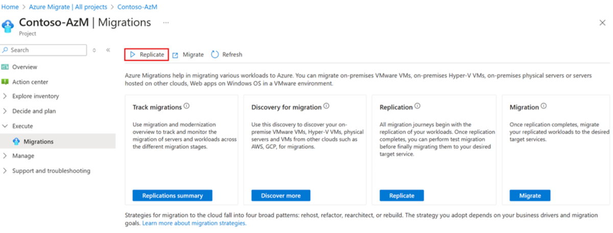 Schermopname van het selecteren van de optie Repliceren.