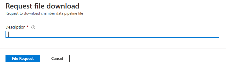 Schermopname van het deelvenster Azure Portal voor het aanvragen van een bestandsdownload voor export.