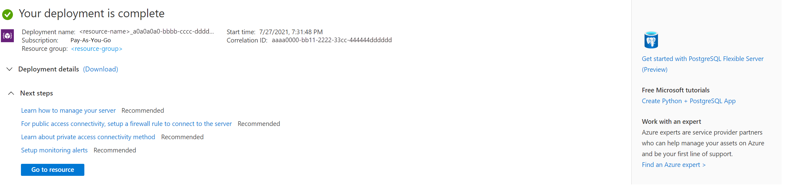 Schermopname van geslaagde implementatie.